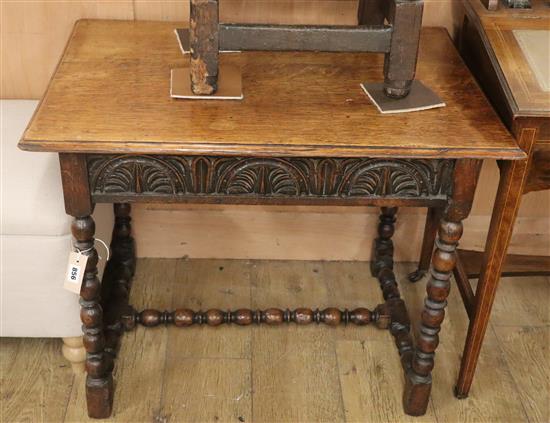 A 17th century style oak side table W.80cm